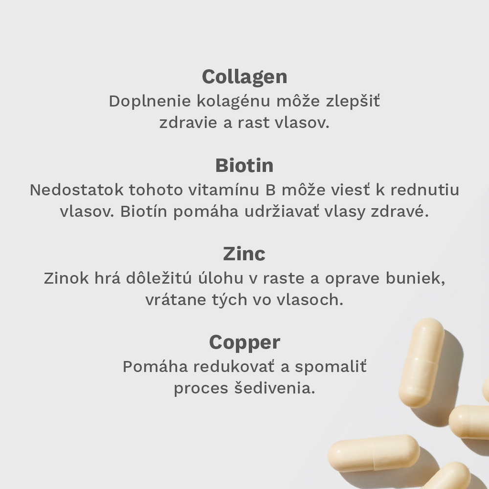 Vitamíny na rast vlasov (s kolagénom) 3-mesačné balenie