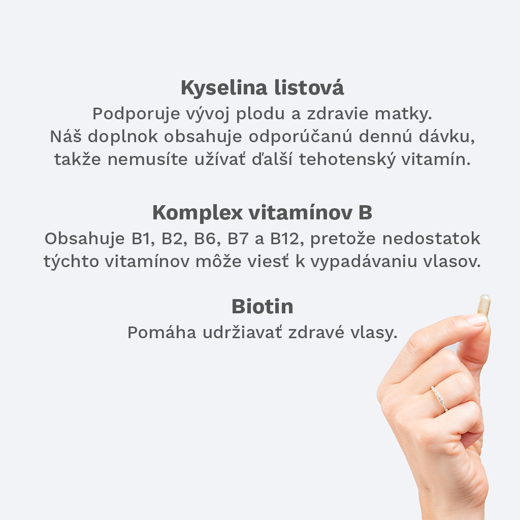 Tehotenské vitamíny na rast vlasov 3-mesačné balenie